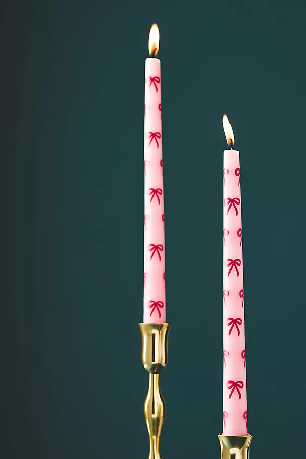 Handpainted Bow Taper Candles, Set of 2 | Anthropologie (US)
