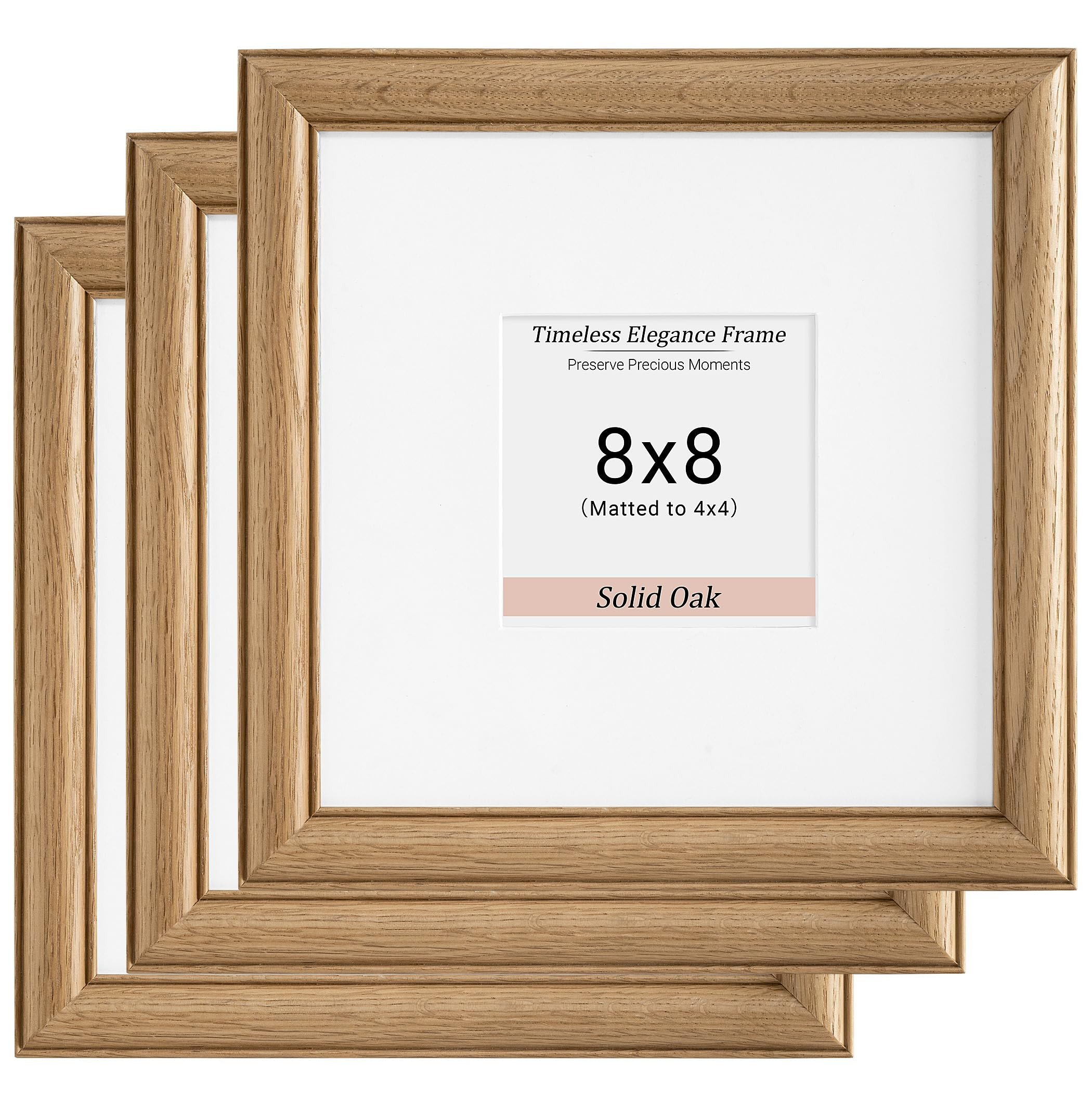8x8 Picture Frame,8 x 8 Solid White Oak Square Photo Frame with Tempered Glass,8"x8" Handcrafted ... | Amazon (US)