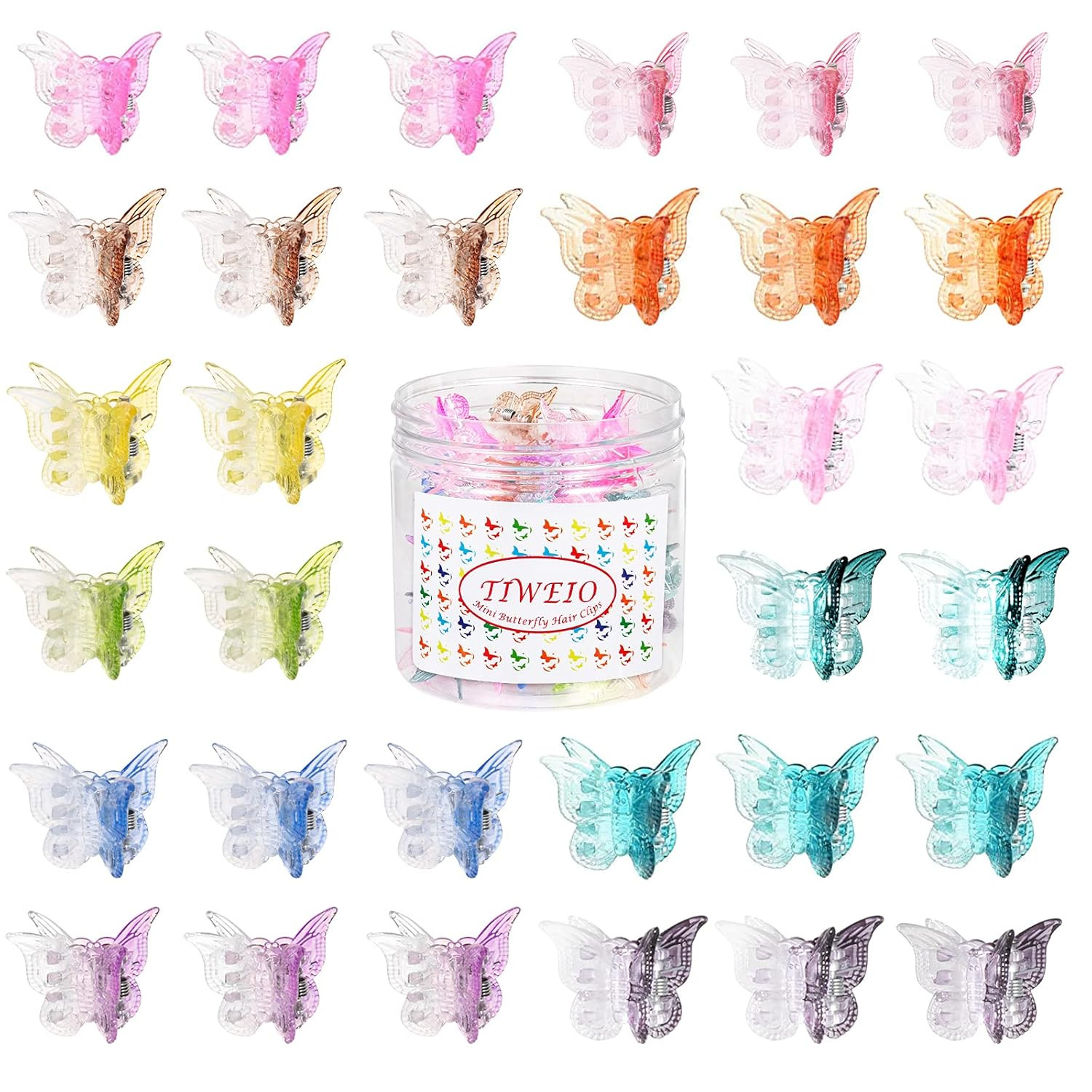 50 Pieces Butterfly Hair Clips Mini Hair Clips, Tiweio Small Hair Claw Clips Pastel Hair Clips Mi... | Amazon (US)