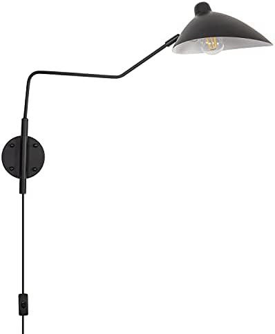 Modern Plug in Swing Arm Wall Sconce, Black Wall Lamp with Plug-in Cord Wall Sconces for Bedroom ... | Amazon (US)