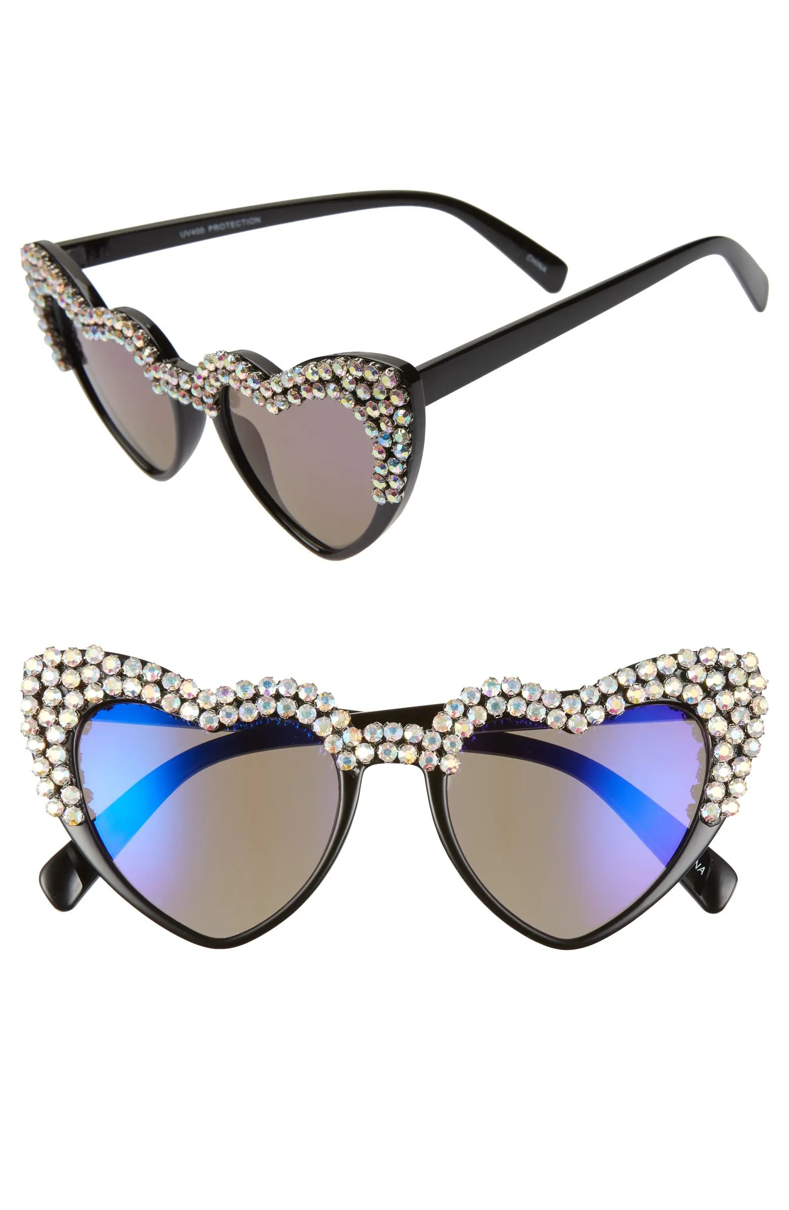 Rad + Refined Crystal Heart Shaped Sunglasses | Nordstrom | Nordstrom