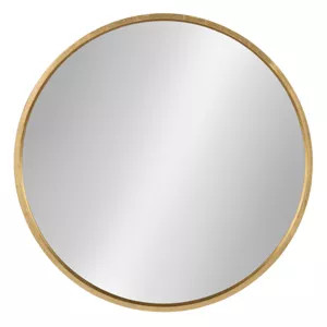 26" x 26" Travis Round Wood Accent Wall Mirror Gold - Kate and Laurel | Target