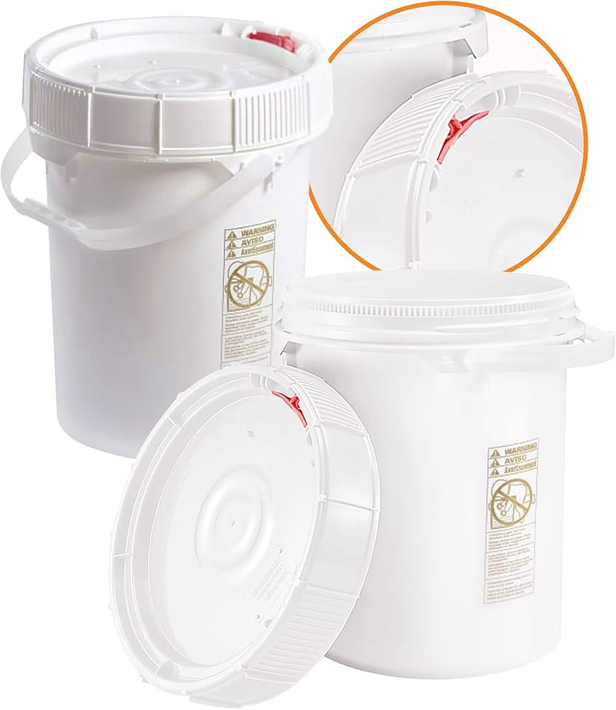 Food Grade 5 Gallon Bucket With Lid - 2 Pack - Includes Airtight Locking Screw On Lids - Pair of ... | Amazon (US)