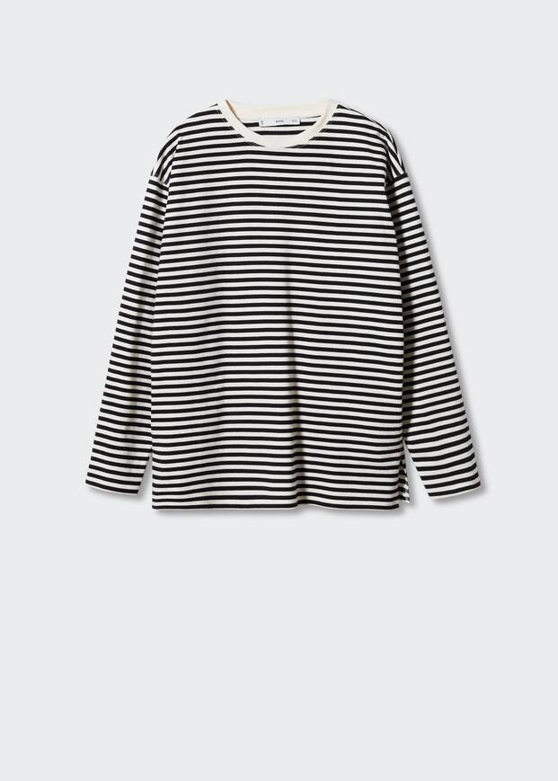 Striped cotton T-shirt | MANGO (US)