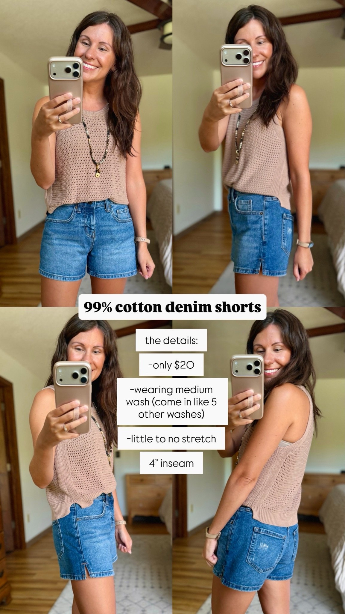 Small in my apricot in my tank, small in my bra, 00 in my denim shorts (medium wash—size up if you want looser! Waist is tighter). My sandals are size 36. My necklace is from Acorns and Twine and I highly recommend. I also linked similar!
My bag is the small one🤎

#LTKSeasonal #LTKPetite #LTKootd