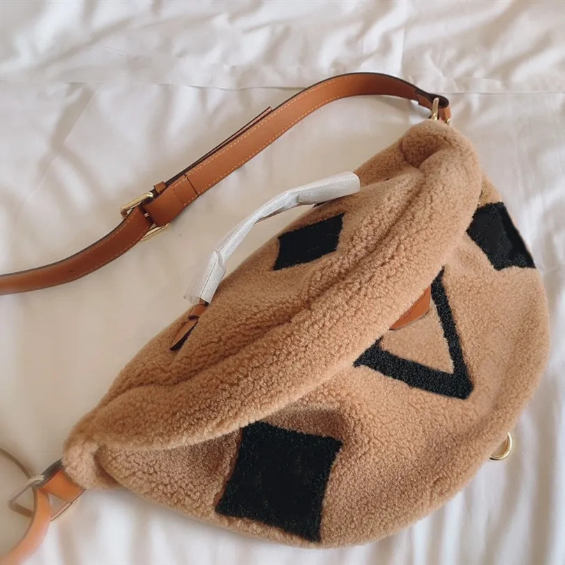 Mens Womens Winter Teddy Waist Bag Designer Chest Bags Crossbody Lamb Wool Genuine Soft Fur Bumba... | DHGate
