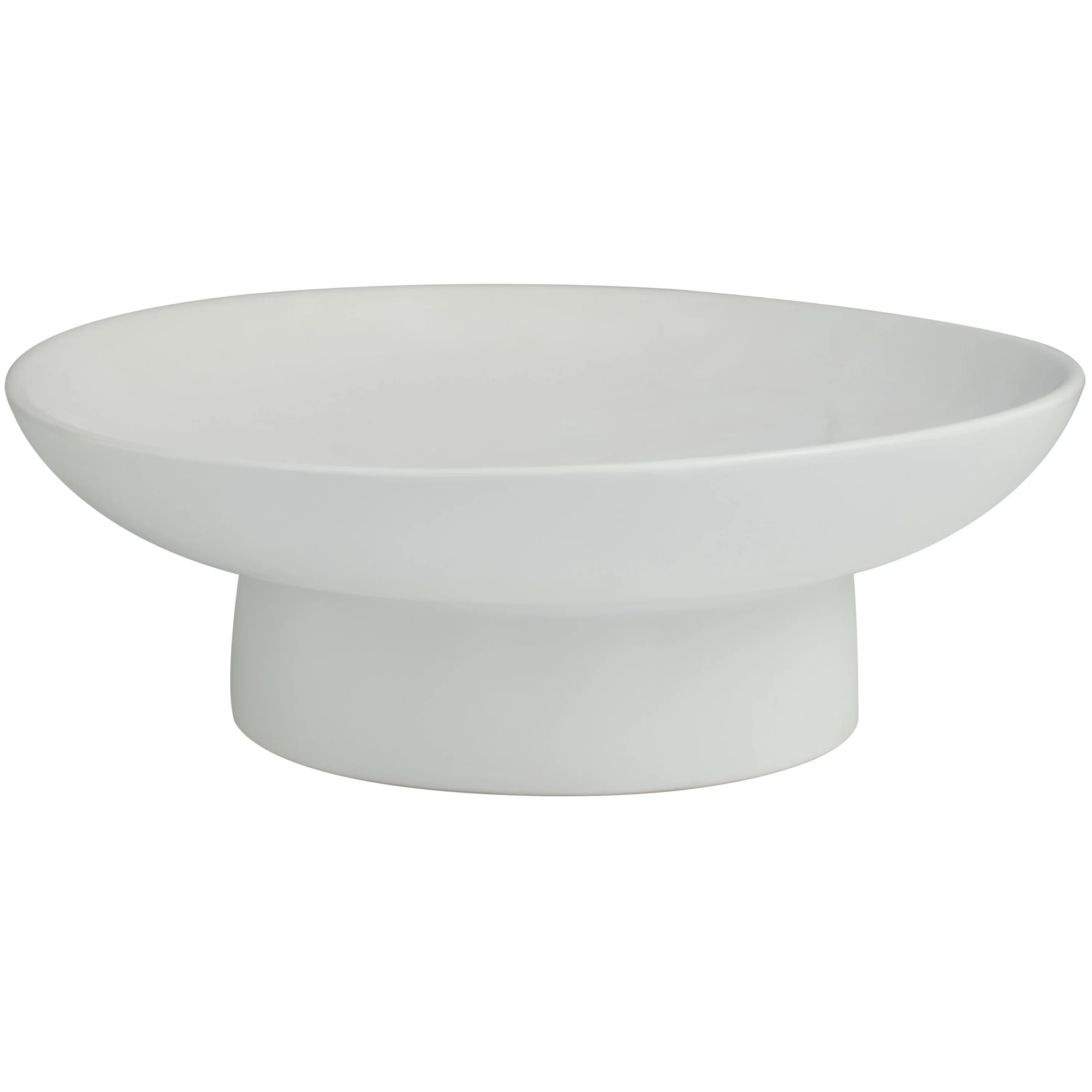 DecMode 16" Round Wide White Ceramic Decorative Bowl with Elevated Base | Walmart (US)