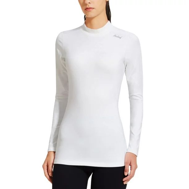 Baleaf Women's Fleece Thermal Mock Neck Long Sleeve Running Shirt Workout Tops White Size M | Walmart (US)