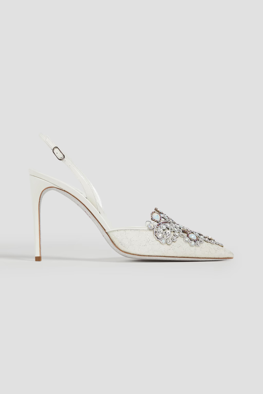 Veneziana embellished leather and lace slingback pumps | The Outnet (UK and Europe)