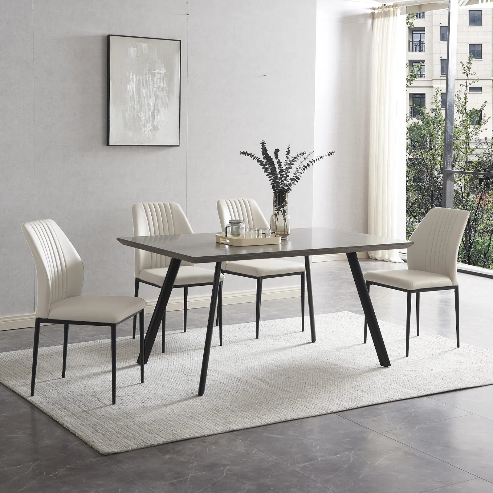 Isaure 5-Piece Rectangular Dining Table Set with MDF Table and 4  Dining Chairs | Wayfair North America