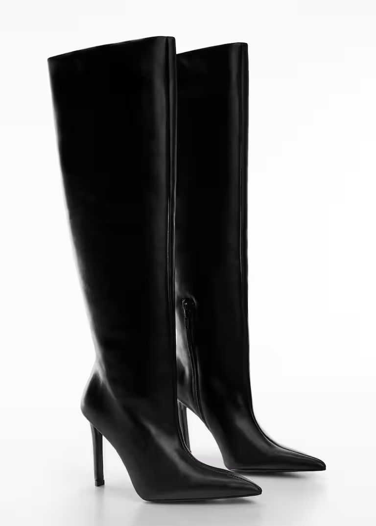 High heel leather boot -  Women | Mango United Kingdom | MANGO (UK)