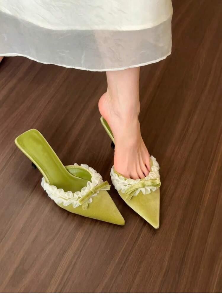 Elegant Women's Bow Tie High Heel Shoes, Open Toe Pointed Toe High Heel Sandals, Versatile For Fo... | SHEIN