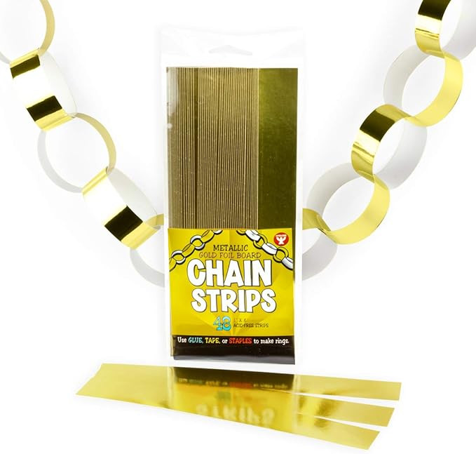 Hygloss Products Super Chain Strips 1" x 8" 48 Metallic Gold Foil Board | Amazon (US)