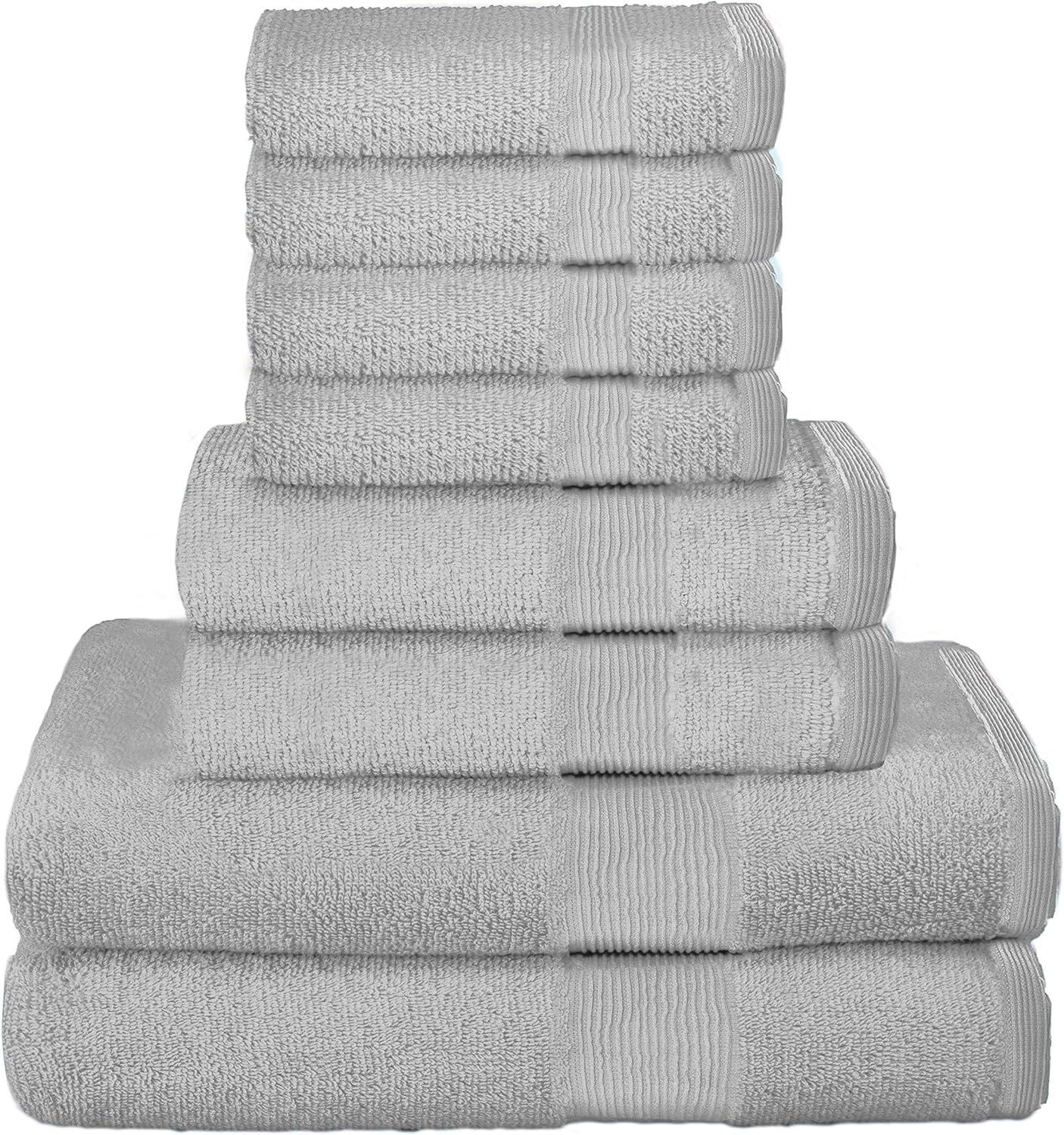 Amazon.com: Elvana Home 8 Piece Towel Set 100% Ring Spun Cotton, 2 Bath Towels 27x54, 2 Hand Towe... | Amazon (US)