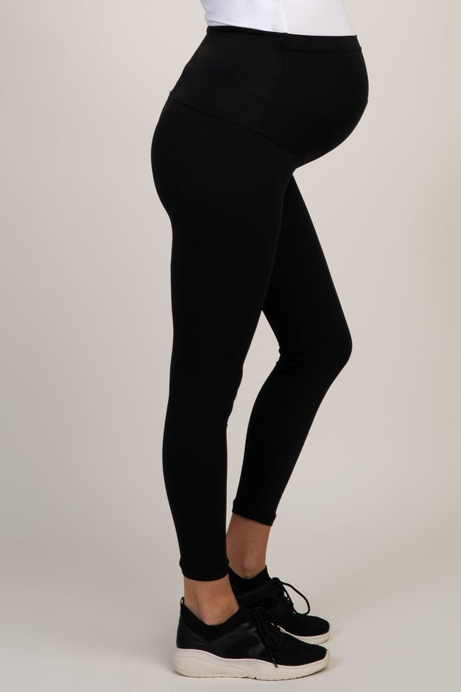 PinkBlush Black Solid Basic Maternity Leggings | PinkBlush Maternity