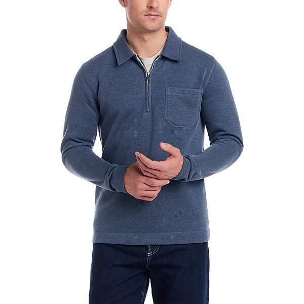Weatherproof Vintage Men's Pebble Fleece Quarter Zip Pullover Insignia Blue - Size: Large | The Men's Wearhouse