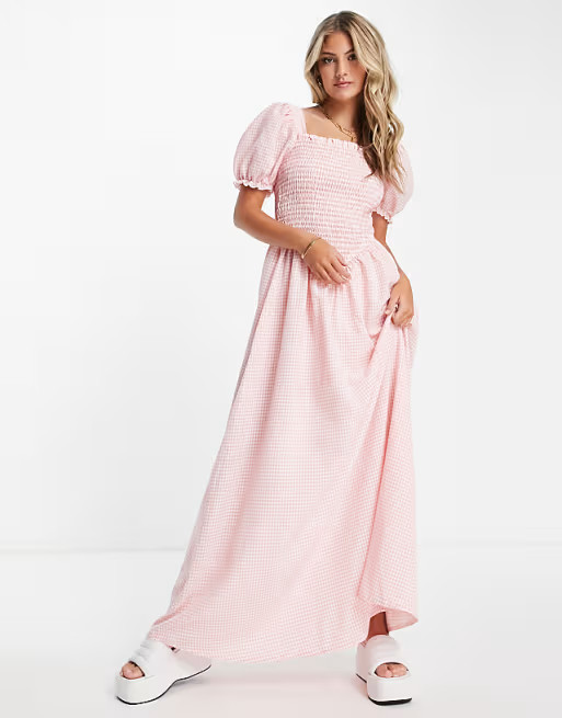 Missguided midaxi dress in pink mixed check | ASOS (Global)