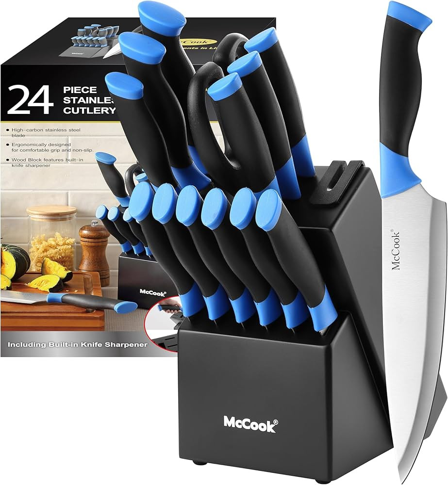 McCook® Knife Sets, German Stainless Steel Kitchen Knife Block Sets with Built-in Sharpener | Amazon (US)