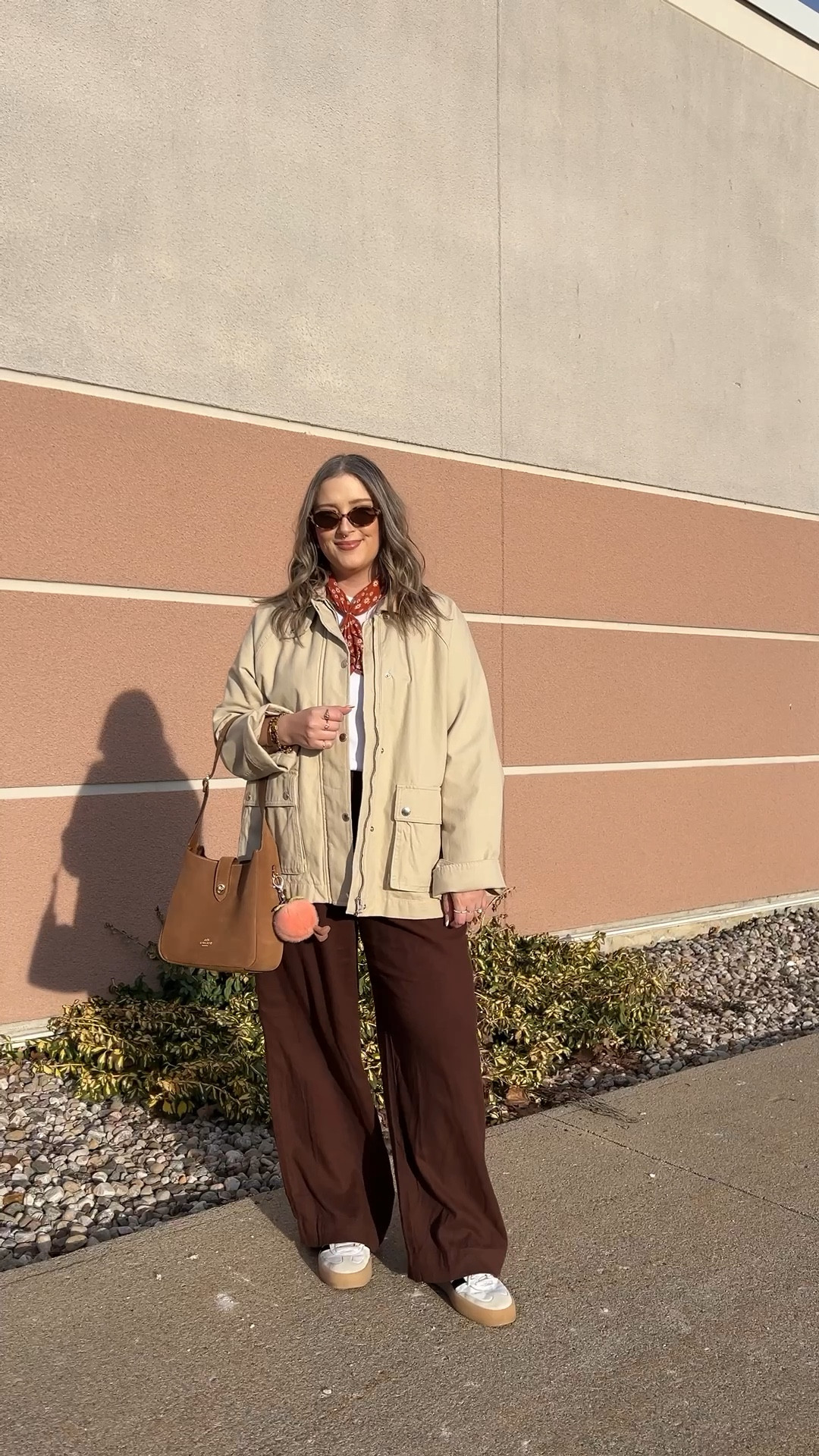 Casual spring outfit! Wearing L tall in the brown linen pants (Canadian link under “similar products”). Barn jacket is old, linked similar. Wearing L in the white tee. Adidas sambae sneakers are super comfy but run a little big, I’m a 9.5-10 and wear a 9. Linked similar bandanas


#LTKstyletip #LTKmidsize