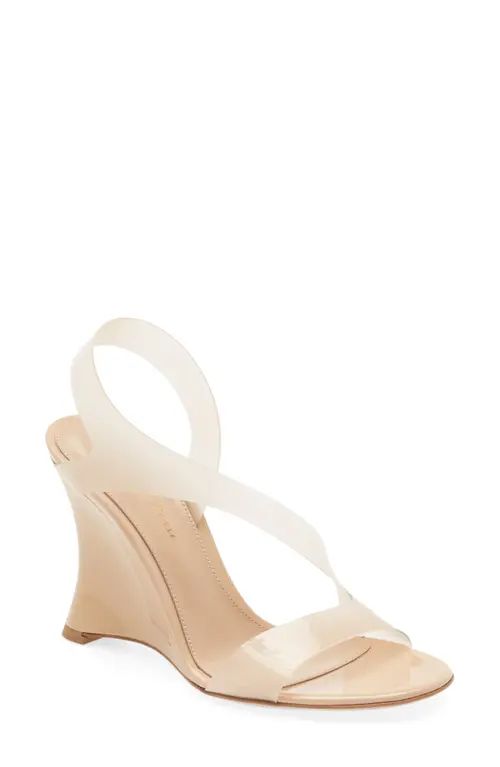 Gianvito Rossi Glass Transparent Slingback Wedge Sandal in Nude/Nude at Nordstrom, Size 12Us | Nordstrom