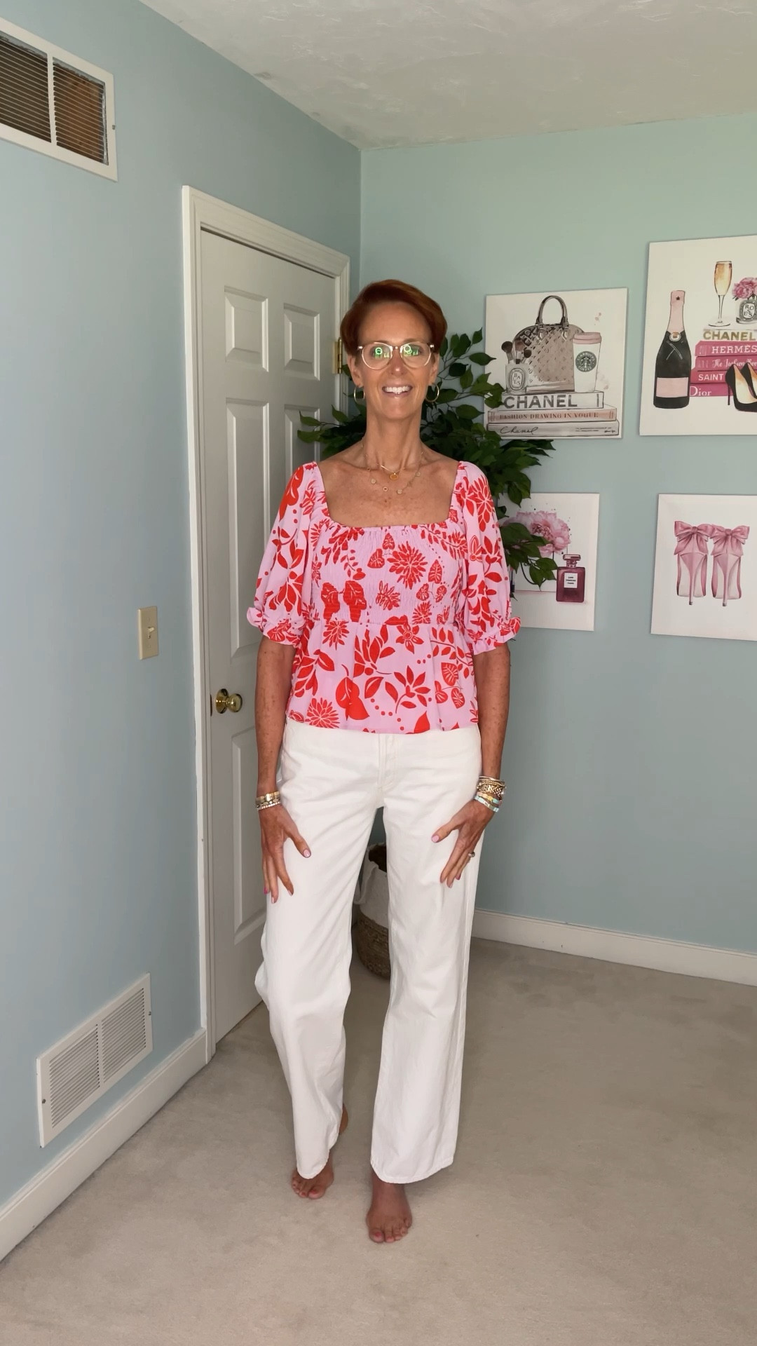 A pink and red floral top with a smocked bodice from Gibsonlook.

Feeling fierce in these four fabulous pieces from @gibsonlook! 

First up are two beautiful pieces in this lovely sage green color. An elevated v-neck tee shirt with puff sleeves and a flowy tiered maxi dress with a smocked bodice.

Next, we have two of the newest pieces from the Hi Sugarplum x Gibsonlook summer collection. A beautiful pink floral smocked bodice blouse and a blue and white stripe dress with a gorgeous embroidery detail around the neckline.

Which one is your favorite? 

Sage green v-neck tee shirt, elevated tee shirt, puff sleeve tee shirt, sage green dress, midi dress, maxi dress, tiered skirt dress, square neck blouse, wispy blouse, pink and red blouse, floral blouse, stripe dress, blue and white stripe dress, short dress     white jeans, spring outfit, summer outfit, summer dress

#LTKunder100 #LTKstyletip #LTKFind