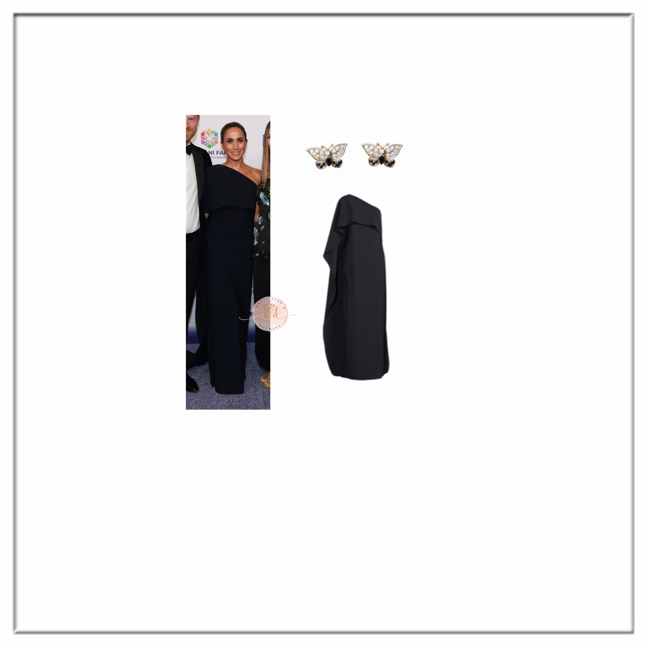 6/8/26 Meghan Markle attends the David Foster Foundation 40th Anniversary Celebration in British Columbia wearing Greta Constantine 
Fabrizio gown (not linkable)