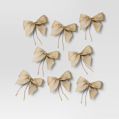 8ct 4.5in Glitter Christmas Bow Champagne - Wondershop™: Sparkling Tree Decor, Festive Gift Acc... | Target