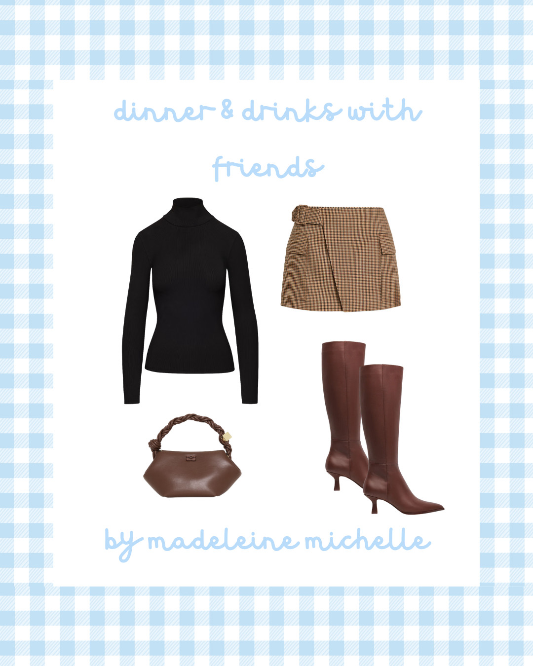 Evening plans call for timeless textures — a black turtleneck, plaid mini, and tall brown boots for a look that’s feminine and polished.

#fallfashion #eveningstyle #classicfeminine #nightoutlook #fallchic #elevatedessentials #byMadeleineMichelle #classicstyle #ALC #turtleneck 

 #LTKSeasonal #LTKFindsUnder100 #LTKStyleTip