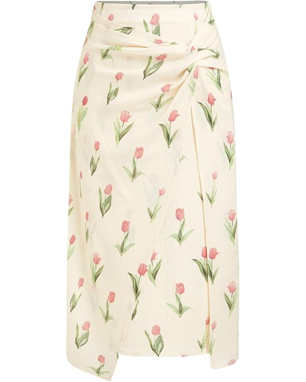 CIDER Women's Floral Asymmetrical Summer Skirts Tied High Waist Ruched Casual Skirts for Women   ... | Amazon (US)