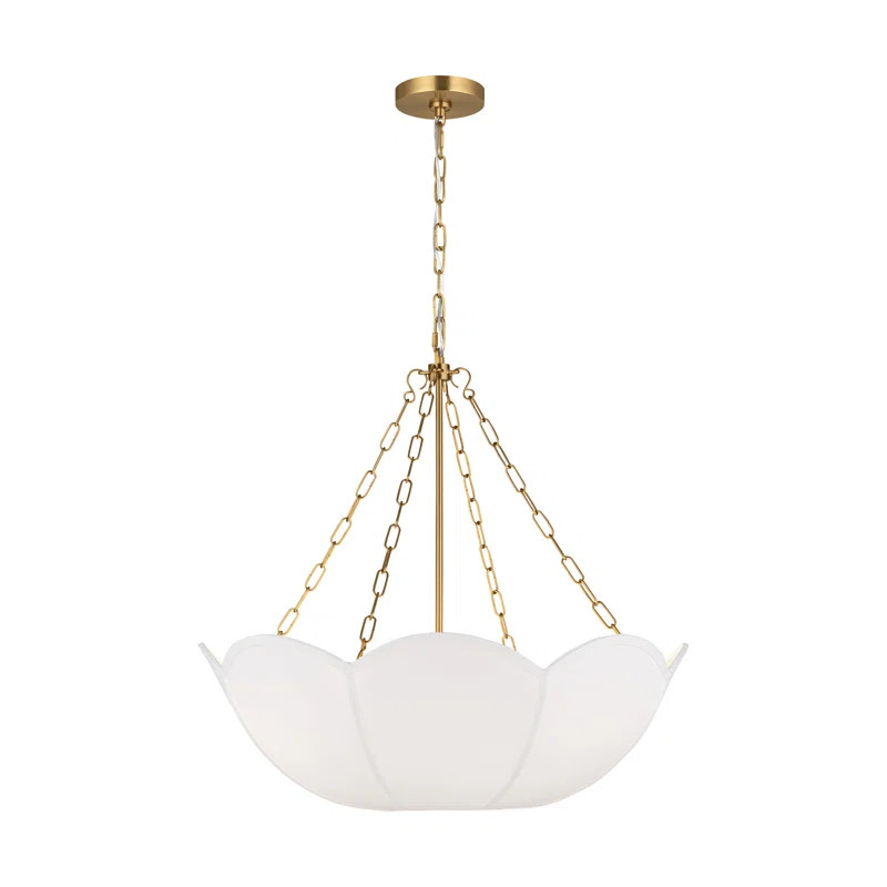Alexa Hampton Stassi 4 Light Dining Room Chandelier In Burnished Brass Finish With White Linen Sh... | Wayfair North America