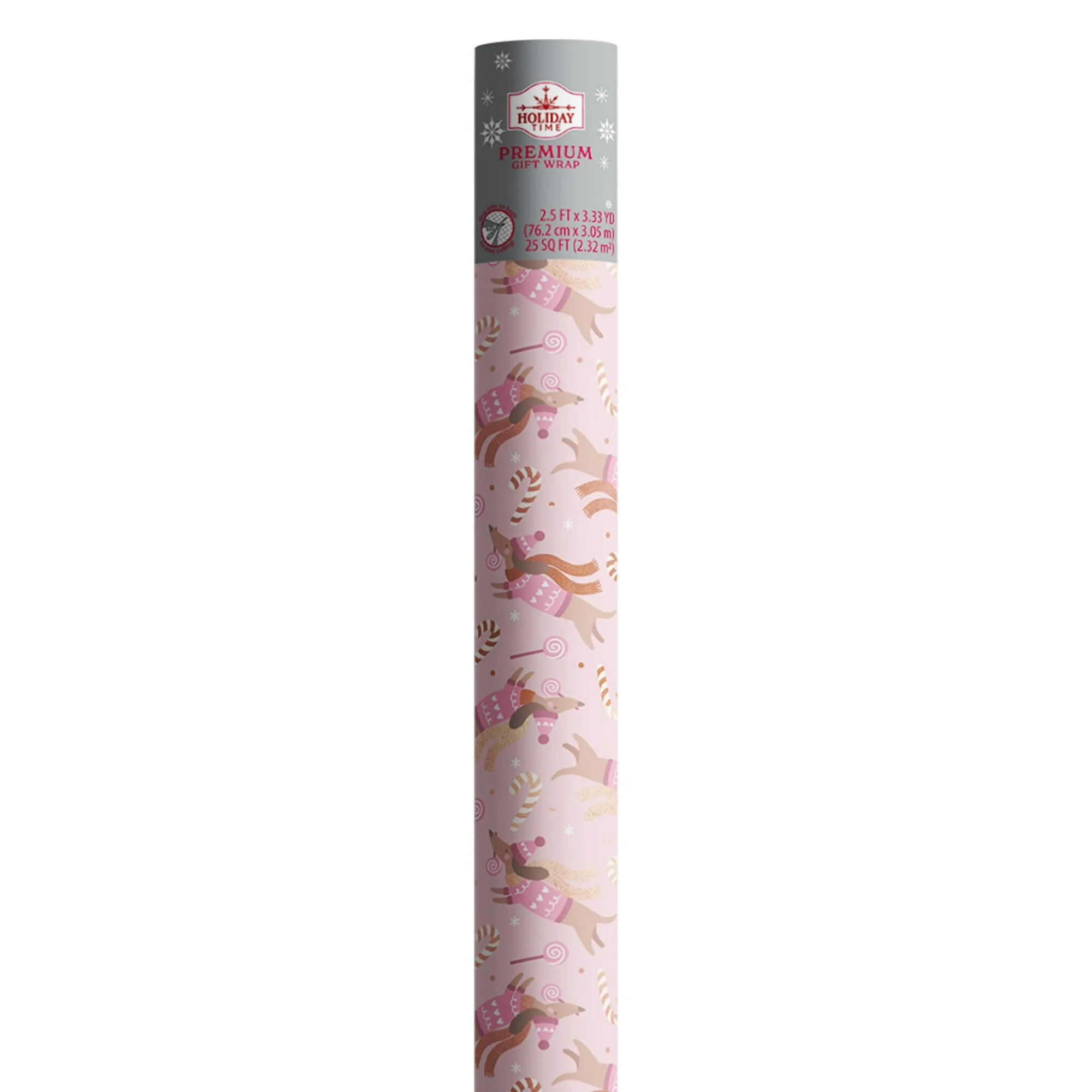 Pink and Rose Gold Premium Foil Dogs Christmas Wrapping Paper, 25 sq ft, by Holiday Time | Walmart (US)
