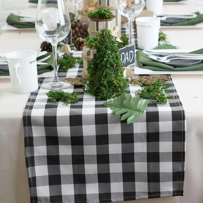 Efavormart Buffalo Plaid Table Runner | Black / White | Gingham Polyester Checkered Table Runner | Walmart (US)