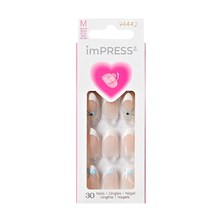 KISS imPRESS Design Valentine's Day Press on Nails, Hearty, White, Medium Almond, 30 Count | Walmart (US)