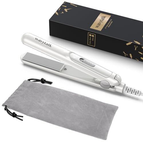 Wavytalk 0.7 Inch Ceramic Mini Hair Straightener - Small Flat Irons for Short Hair, Curls Bangs, Travel Friendly (White) | Amazon (US)