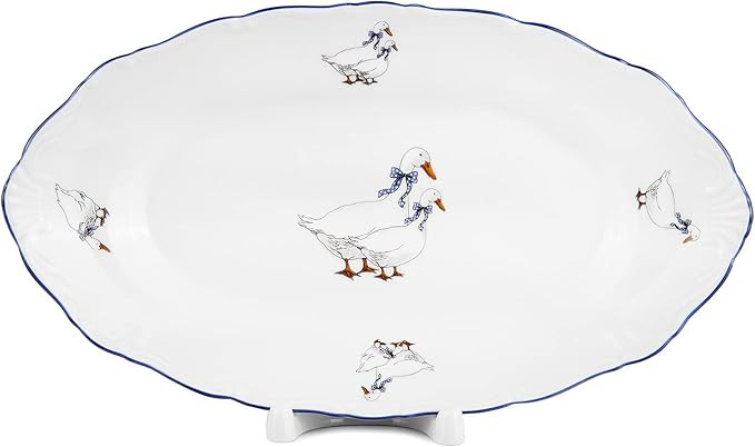 THUN Oval Serving Plate 10.24" (26 cm) Goose Porcelain Oval Dish for Fish Porcelain Dinner Platte... | Amazon (US)
