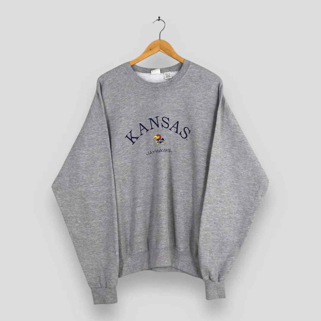 Vintage Kansas Jayhawks Sweatshirt Xlarge KU Kansas State University Embroidery Jumper Jayhawks F... | Etsy (US)
