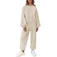 Viottiset Women's 2 Piece Outfits Sweatsuit Casual Knit Pullover Sweater Pajamas Lounge Set | Amazon (US)