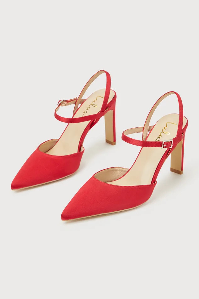 Zelena Cherry Satin Patent Pointed-Toe Pumps | Lulus (US)