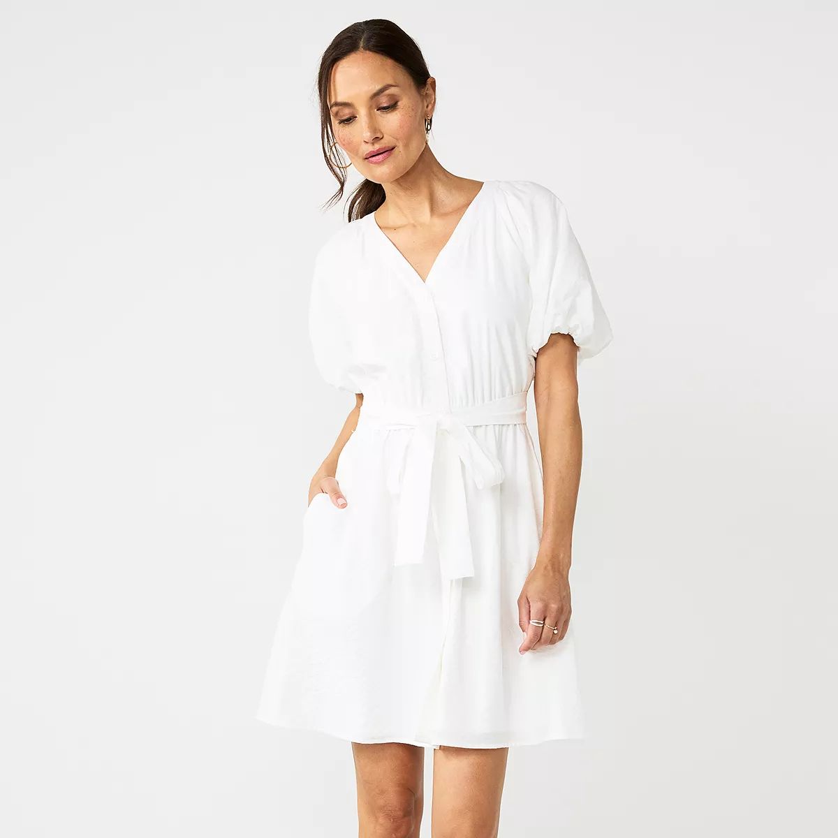 Women's Nine West Volume Sleeve Button Front Dress | Kohl's