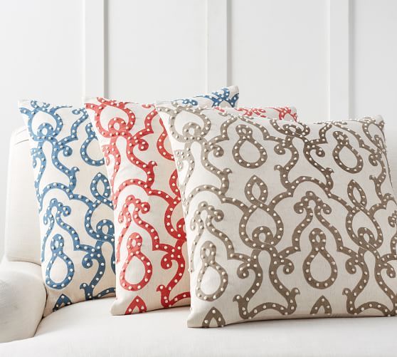 French Knot Trellis Pillow Cover | Pottery Barn (US)