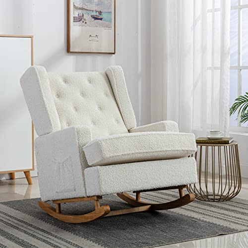 Rocking Chair Nursery,Upholstered Glider Chair for Nursery,Mid Century Modern Oversized Wingback ... | Amazon (US)