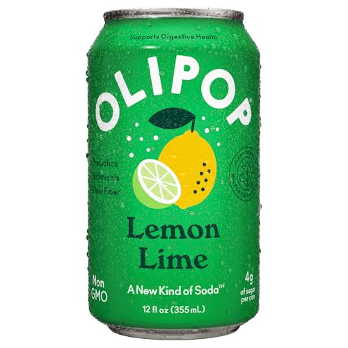 OLIPOP Prebiotic Soda Pop, Lemon Lime, Prebiotics, Botanicals, Plant Fiber, 12 fl oz | Amazon (US)