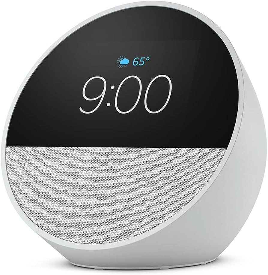 All-new Amazon Echo Spot (2024 release), Smart alarm clock with vibrant sound + Alexa, Glacier Wh... | Amazon (US)