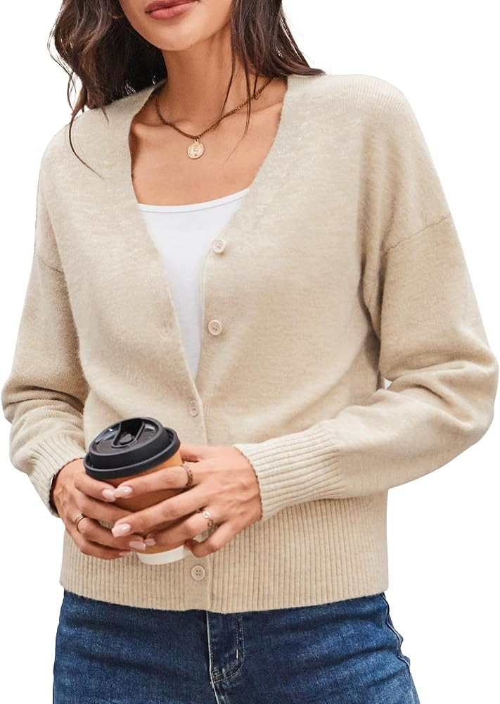 Newshows Women's Wool Blend Cardigan Sweaters 2026 Spring Fashion Lightweight Button Down V Neck ... | Amazon (US)