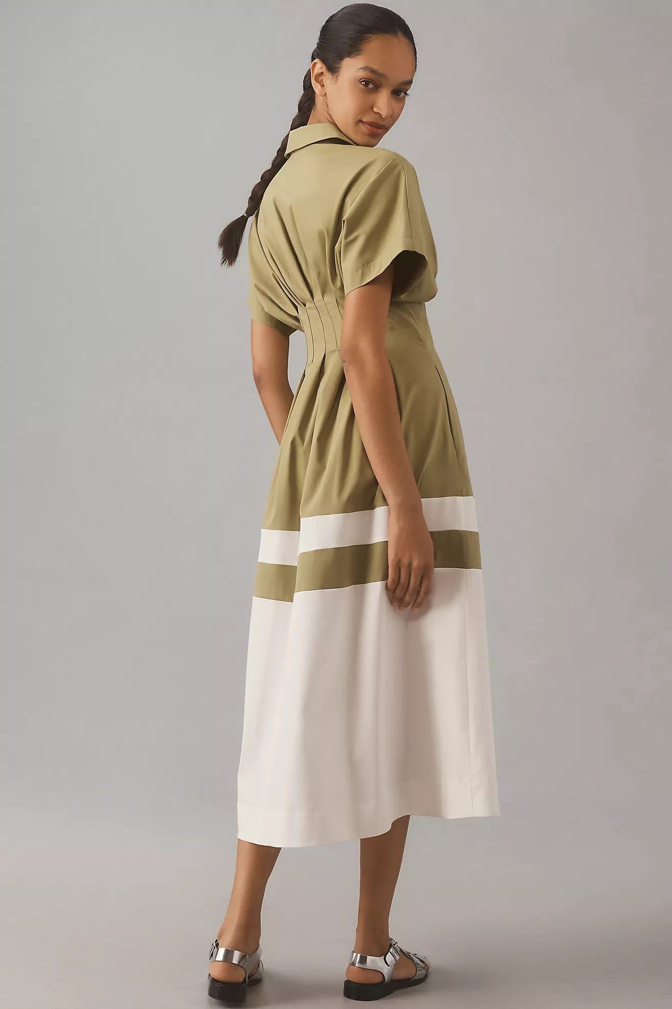 The Tobie Button-Front Pleated Shirt Dress by Exquise | Anthropologie (US)
