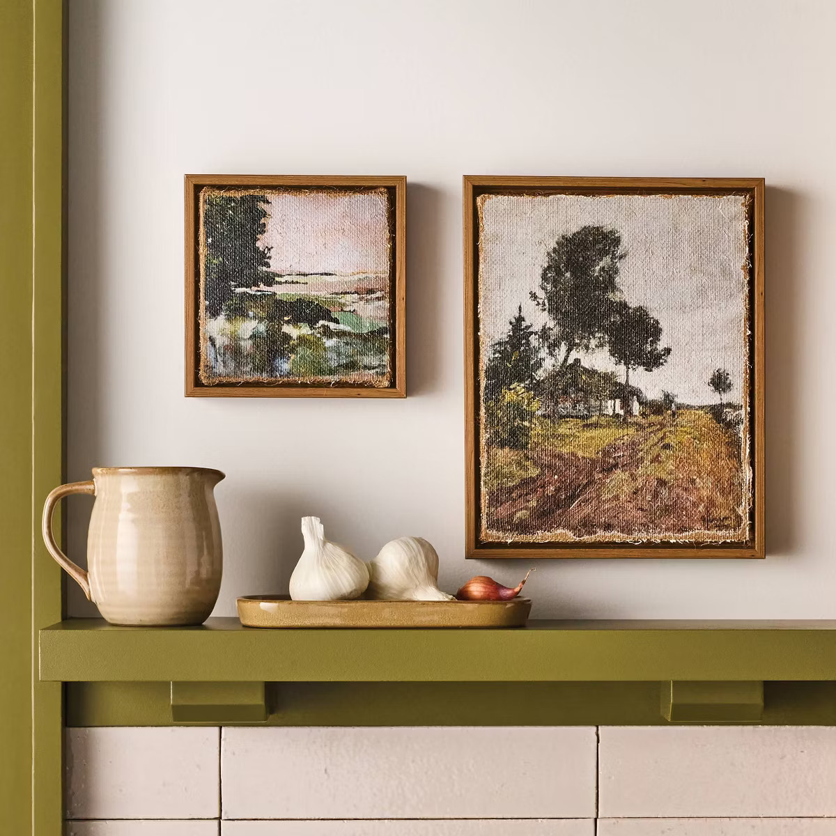 2pc 5.5"x5.5" and 7.5"x9.5" Landscape Burlap Wall Art Set - Hearth & Hand™ with Magnolia | Target