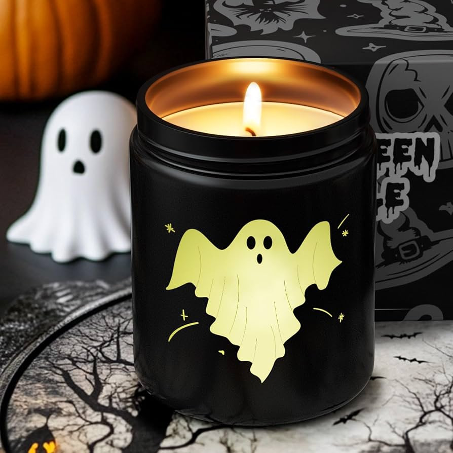 Halloween Decor Indoor-Halloween Gifts Candles for Women with LED Ghost, Ghost Candle with Mint &... | Amazon (US)