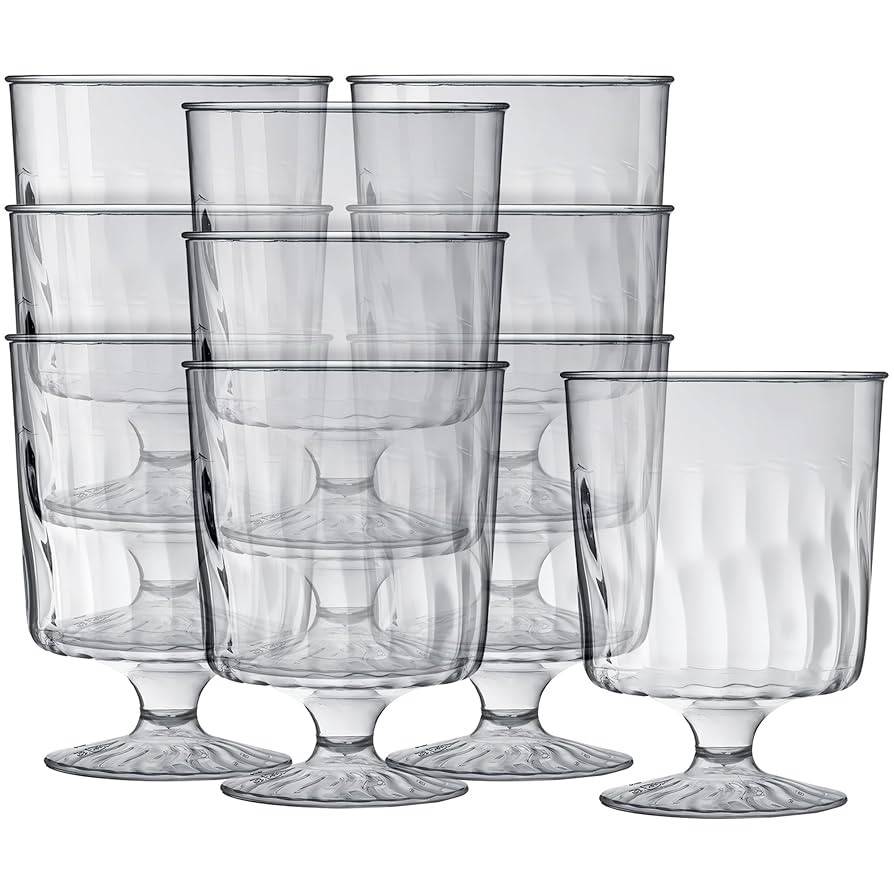 Elegant Clear Plastic Pedestal Wine Glasses - 8 oz. (Pack of 10) - Perfect for Celebrations, Gath... | Amazon (US)