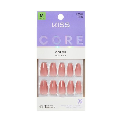 KISS Nails CORE Color Press-On Fake Nails - Medium Coffin - Jubilation - 35ct | Target