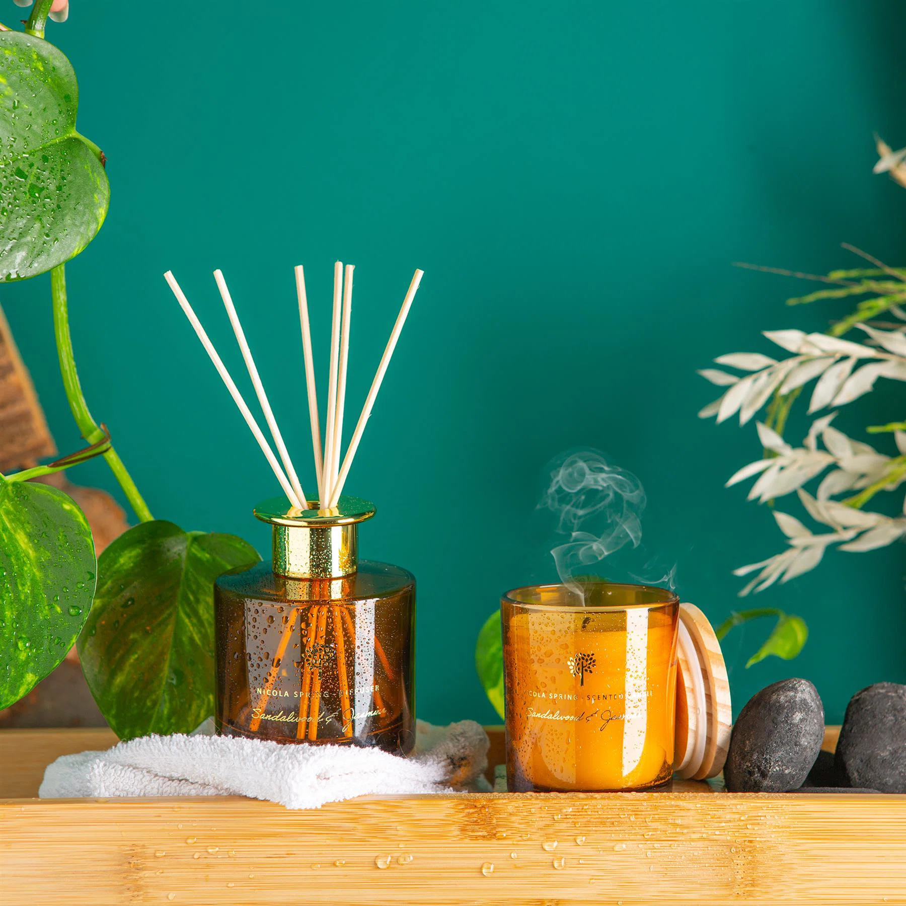 Nicola Spring - Scented Candle & Reed Diffuser - 130g - Sandalwood & Jasmine (Set of 2) | Wayfair UK